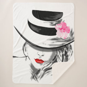 Mysteryous Lady - Hot Lips - Choose/add your colou Sherpa Blanket