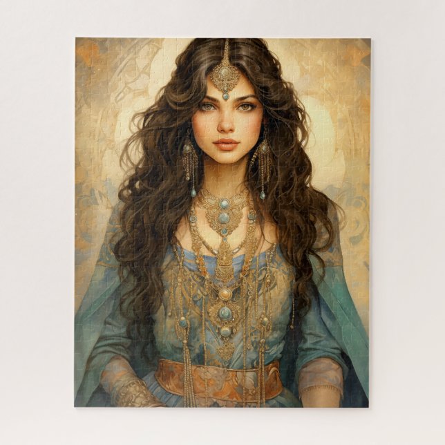 Mystic Adornments: Golden Beauty Jigsaw Puzzle (Vertical)