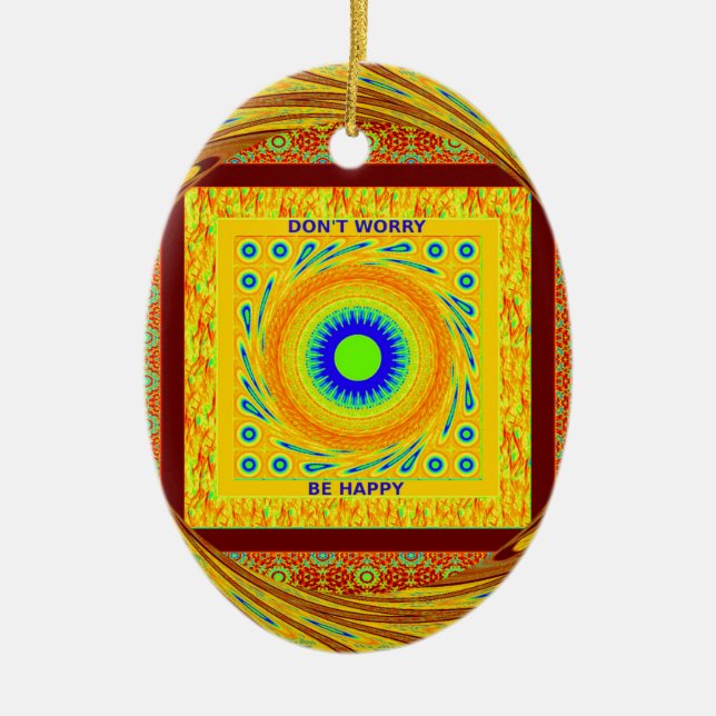Mystic African Eye Wall Art: A Cyan Gaze Ceramic Ornament (Front)