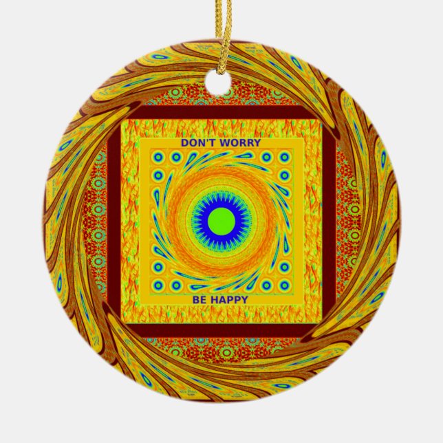 Mystic African Eye Wall Art: A Cyan Gaze Ceramic Ornament (Front)