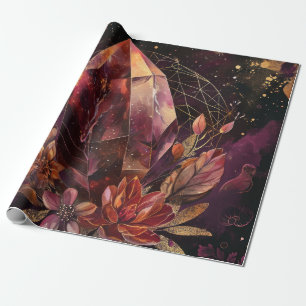 Mystic Amethyst Crystal Floral Galaxy Art (1) Wrapping Paper