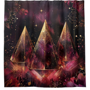 Mystic Amethyst Crystal Floral Galaxy Art (9) Shower Curtain