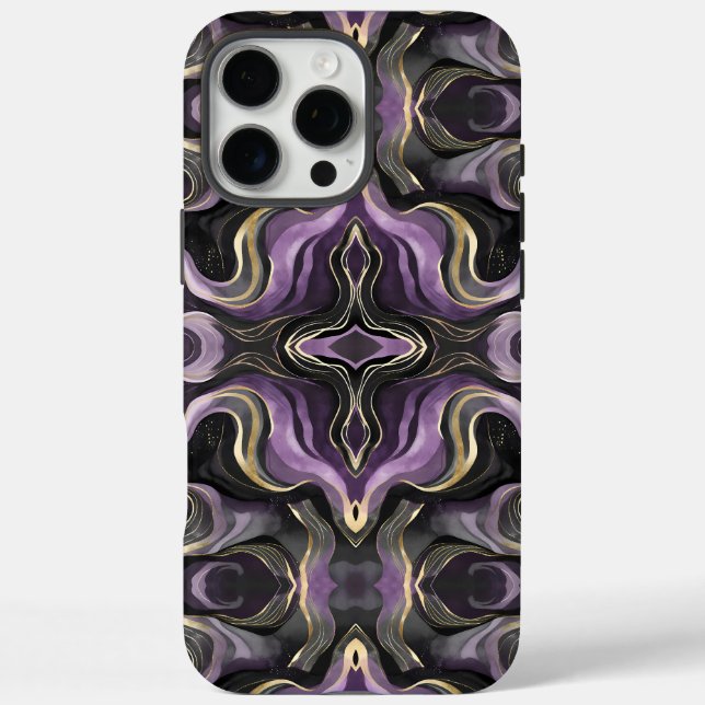 Mystic Amethyst Marble | Dark Fluid Gold Design Case-Mate iPhone Case (Back)