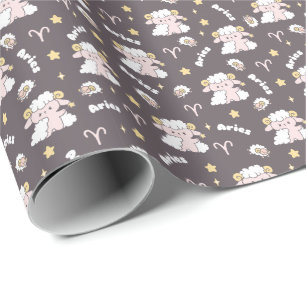 Mystic Aries Zodiac Night Bunny and Ram Wrapping Paper