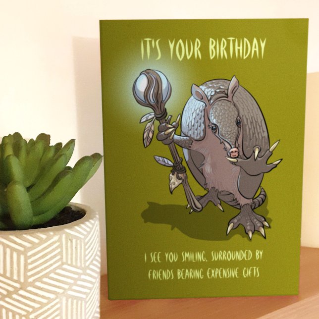Mystic Armadillo Birthday Prediction Cartoon Card (Creator Uploaded)