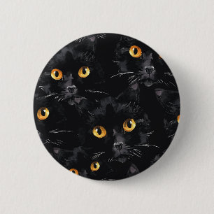 Mystic Black Cat Eyes Pattern 6 Cm Round Badge