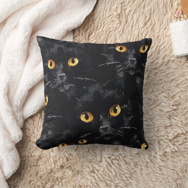 Mystic Black Cat Eyes Pattern Cushion (Blanket)