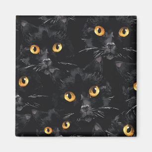 Mystic Black Cat Eyes Pattern Magnet
