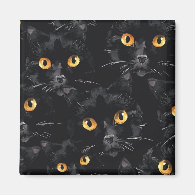 Mystic Black Cat Eyes Pattern Magnet (Front)