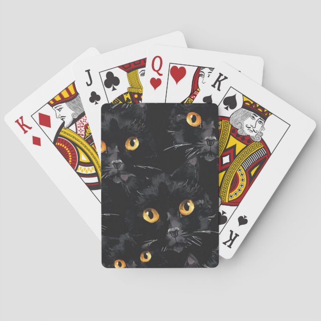 Mystic Black Cat Eyes Pattern Playing Cards (Back)