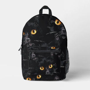 Mystic Black Cat Eyes Pattern Printed Backpack