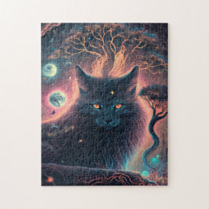 Mystic Black Cat Puzzle   Witchy Gift