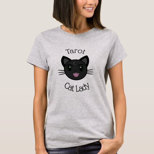 'Mystic Black Cat' Tarot Cat Lady T-Shirt (Front)