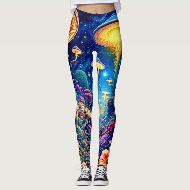 Mystic Bloom Forest Under Stars Leggings (Front)