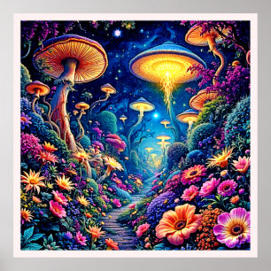 Mystic Bloom Forest Under Stars Poster