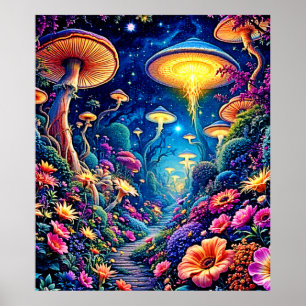 Mystic Bloom Forest Under Stars Poster