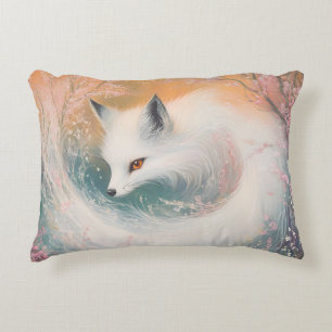 Mystic Bloom Spring Fox Watercolor Decorative Cushion