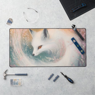 Mystic Bloom Spring Fox Watercolor Desk Mat