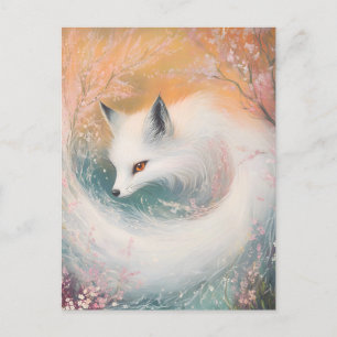 Mystic Bloom Spring Fox Watercolor Holiday Postcard