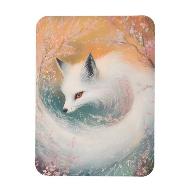 Mystic Bloom Spring Fox Watercolor Magnet (Vertical)