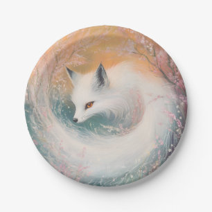 Mystic Bloom Spring Fox Watercolor Paper Plate