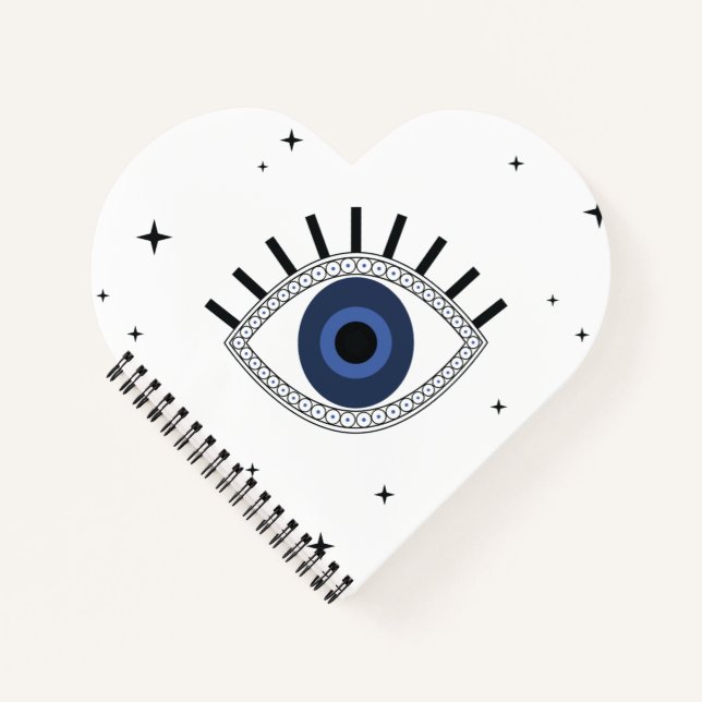 Mystic blue eye and stars magical design, evil eye notebook (Front)