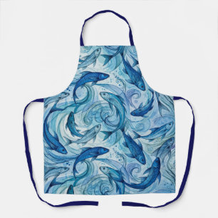 Mystic Blue Fish Flowing Harmony Apron