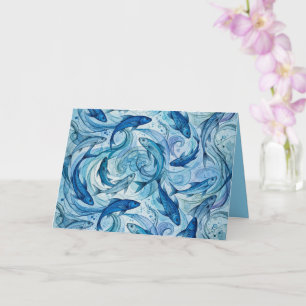 Mystic Blue Fish Flowing Harmony Card