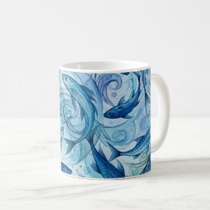 Mystic Blue Fish Flowing Harmony Coffee Mug