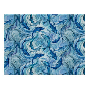 Mystic Blue Fish Flowing Harmony Poster