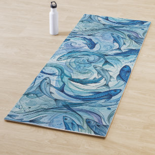 Mystic Blue Fish Flowing Harmony Yoga Mat