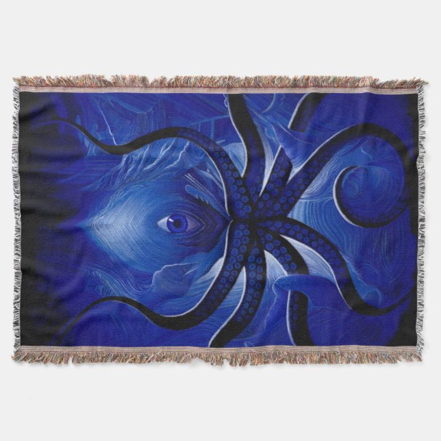  “Mystic Blue Octopus  throw Blanket** Blanket (Front)