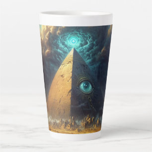 Mystic Blue Pyramid Art Latte Mug