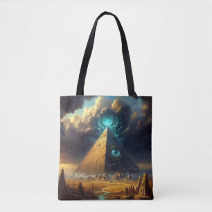 Mystic Blue Pyramid Art Tote Bag