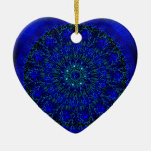Mystic Blue Rose.jpg Ceramic Ornament