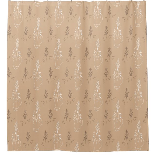 Mystic Bohemian Beige Shower Curtain (Front)