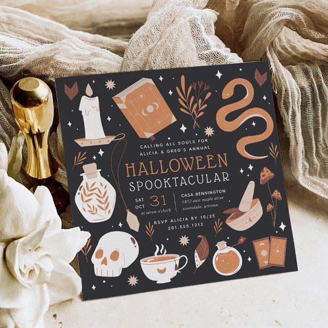Mystic Boho Crystal Halloween Party Invitation (Creator Uploaded)
