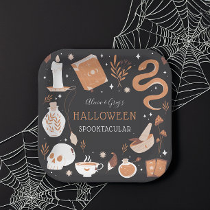 Mystic Boho Crystal Halloween Party Paper Plate