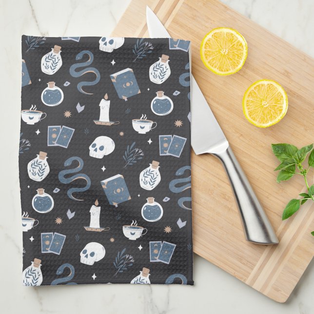 Mystic Boho Crystal Halloween Pattern Tea Towel (Creator Uploaded)