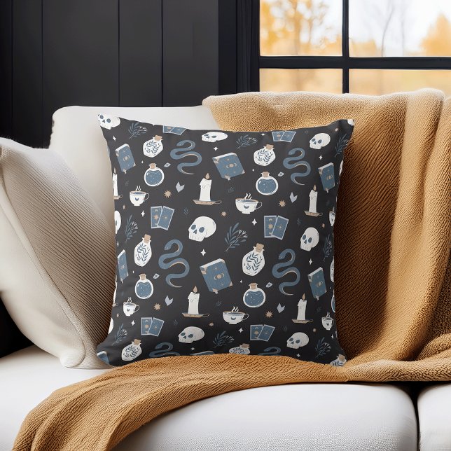 Mystic Boho Crystal Skull Snake Halloween Pattern Cushion (Creator Uploaded)