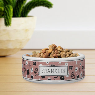 Mystic Boho Crystal Skull & Snake Pattern Pet Bowl