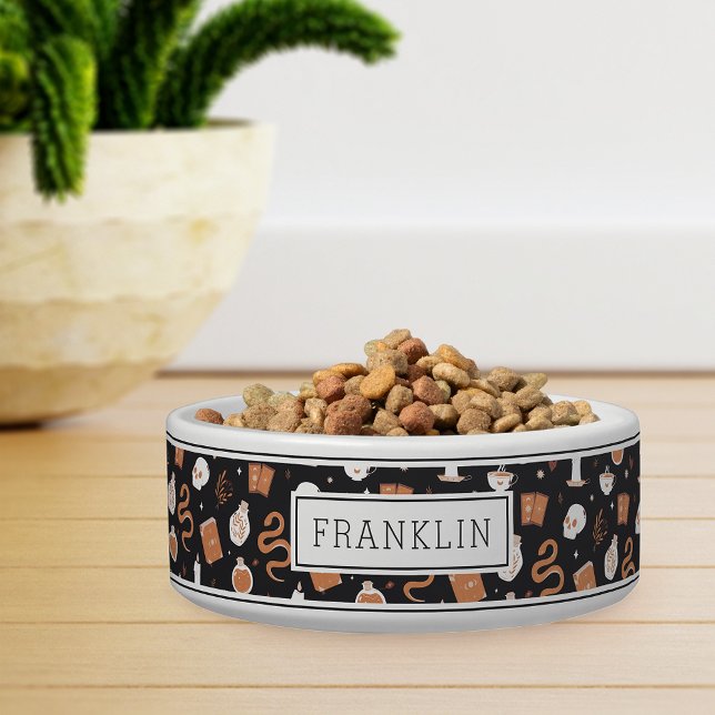 Mystic Boho Crystal Skull & Snake Pattern Pet Bowl (Creator Uploaded)