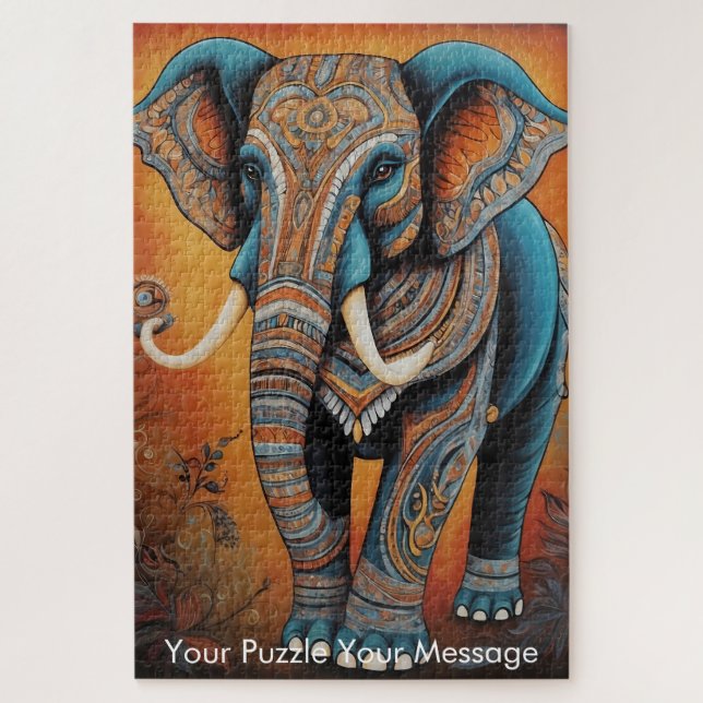 Mystic Boho Elephant Mandala Jigsaw Puzzle (Vertical)