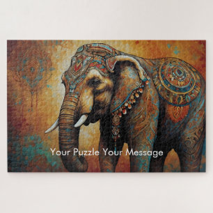 Mystic Boho Elephant Mandala Jigsaw Puzzle