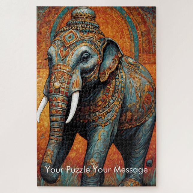 Mystic Boho Elephant Mandala Jigsaw Puzzle (Vertical)