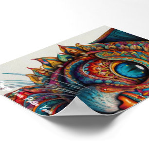 Mystic Boho Feline Mandala Poster