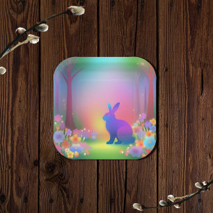 Mystic Bunny in Spring Forest Paper Plate