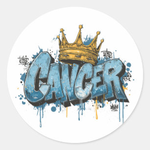 Mystic Cancer Zodiac Graffiti Airbrush with Crown Classic Round Sticker