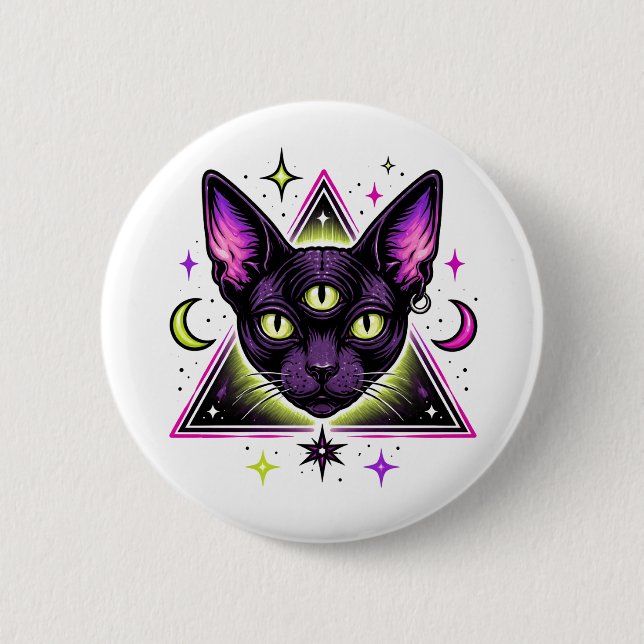 Mystic Cat 6 Cm Round Badge (Front)