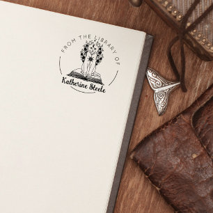 Mystic Cat From the Library Of, Book  Rubber Stamp
